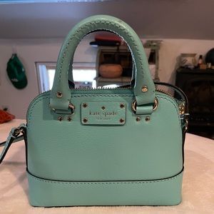 kate spade darcy small satchel in stone blue